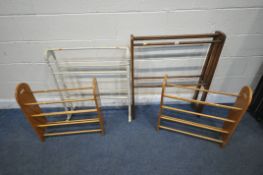 A SELECTION OF OCCASIONAL FURNITURE, to include an Art Deco oak towel rail, width 77cm x depth
