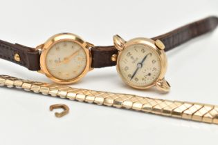 TWO LADYS 'TUDOR' WRISTWATCHES, the first manual wind (missing crown), round white dial signed '
