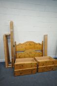 A MODERN PINE 4FT6 BEDSTEAD, with four drawers (condition report: missing one drawer handle, signs