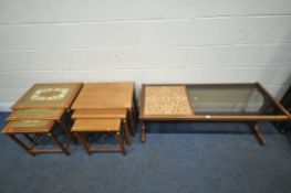 A SELECTION OF MID CENTURY TEAK OCCASIONAL FURNITURE, to include G plan tile top coffee table,