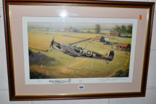 BILL PERRING (BRITISH 1951) 'SPITFIRE !', A REMARQUE EDITION PRINT, depicting a spitfire flying over