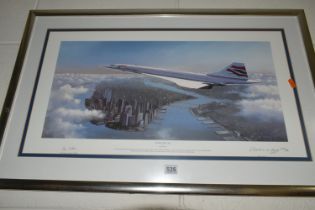 ADRIAN RIGBY (BRITISH 1962) TWO CONCORDE THEMED AVIATION PRINTS, comprising 'Pride of Britain'