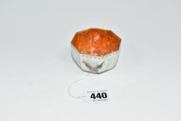 A WEDGWOOD BONE CHINA BUTTERFLY LUSTRE OCTAGONAL BOWL, pattern no. Z4832, mottled orange interior,
