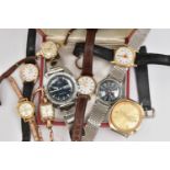 A SELECTION OF WRISTWATCHES, nine ladys and gents watches, names to include 'Timex, Rotary, Royal,