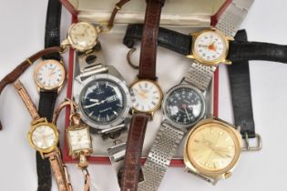 A SELECTION OF WRISTWATCHES, nine ladys and gents watches, names to include 'Timex, Rotary, Royal,