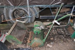 A VINTAGE RANSOMES PETROL CYLINDER MOWER with grass box, 20in cut (spares or repairs as pull cord