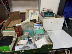 THREE BOXES OF EPHEMERA to include vintage and modern Postcards, cigarette cards, books and guides,