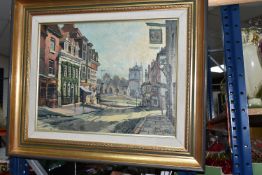 JAMES PRIDDY (BRITISH 1916-1980) 'EVENING, HOLY TRINITY CHURCH, SUTTON COLDFIELD', a street scene