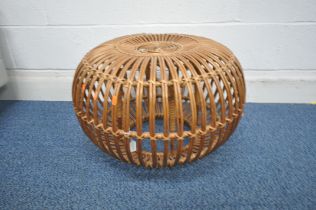 A MID CENTURY FRANCO ALBINI WICKER LOBSTER POT STOOL, diameter 63cm x height 40cm (condition report: