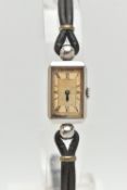 A 'JAGER LE COULTRE' LADYS WRISTWATCH, hand wound movement, rectangular dial, signed 'Jager Le