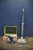 A GTECH MULTI K9 HANDHELD CORDLESS VACUUM CLEANER with box and some accessories and a AirRam upright