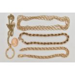 TWO CHAIN NECKLACES AND BRACELETS, to include a fine Prince of Wales chain with spring clasp,