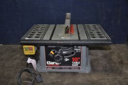 A CLARKE CTS10PLM 10in TABLE SAW with blade guard (PAT pass and working but very aggressive start)