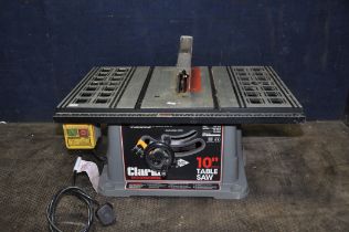 A CLARKE CTS10PLM 10in TABLE SAW with blade guard (PAT pass and working but very aggressive start)