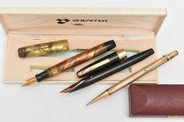 THREE PENS, to include a Parker Victory fountain pen with 14k nib, a Sheaffer fountain pen with