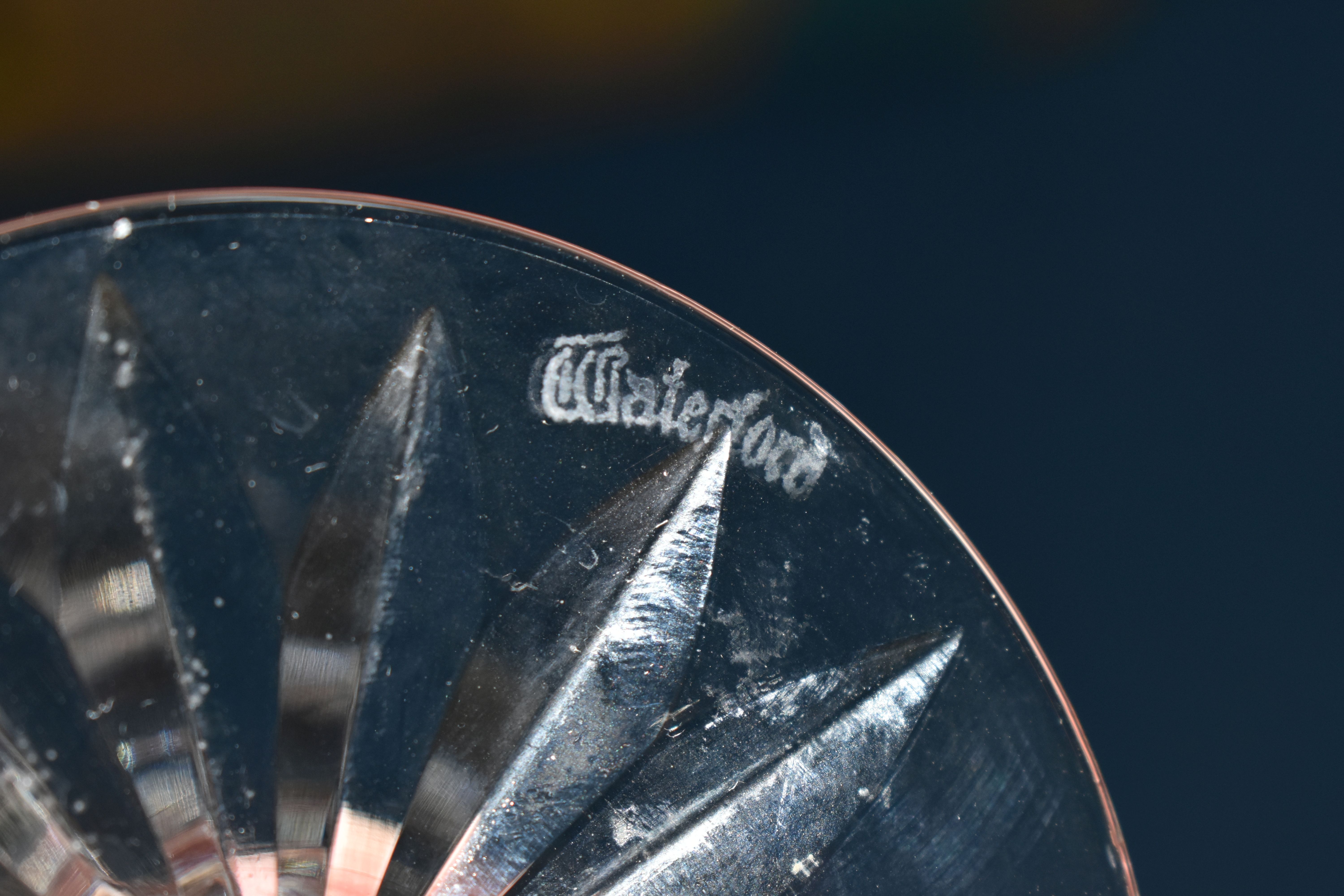 EIGHT WATERFORD CRYSTAL CORDIAL GLASSES, in Maeve pattern, etched mark to bases (8) (Condition - Image 3 of 3