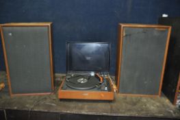 A PAIR OF VINTAGE GOODMAN'S G MAGNUM K2 HI FI SPEAKERS and a Micro MR111 turntable (all untested)