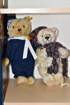 TWO UNBOXED MODERN STEIFF TEDDY BEARS, 'Winter Bear' No.654459, cream plush mohair wearing tartan
