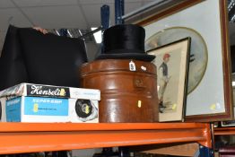 A VINTAGE G.A.DUNN & CO LTD. TOP HAT, with a metal hat box, together with a boxed set of Henselite