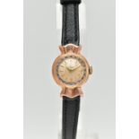 A LADYS 9CT GOLD, 'OMEGA' CANDY WRISTWATCH, manual wind, round champagne dial signed 'Omega', Arabic