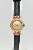 A LADYS 9CT GOLD, 'OMEGA' CANDY WRISTWATCH, manual wind, round champagne dial signed 'Omega', Arabic