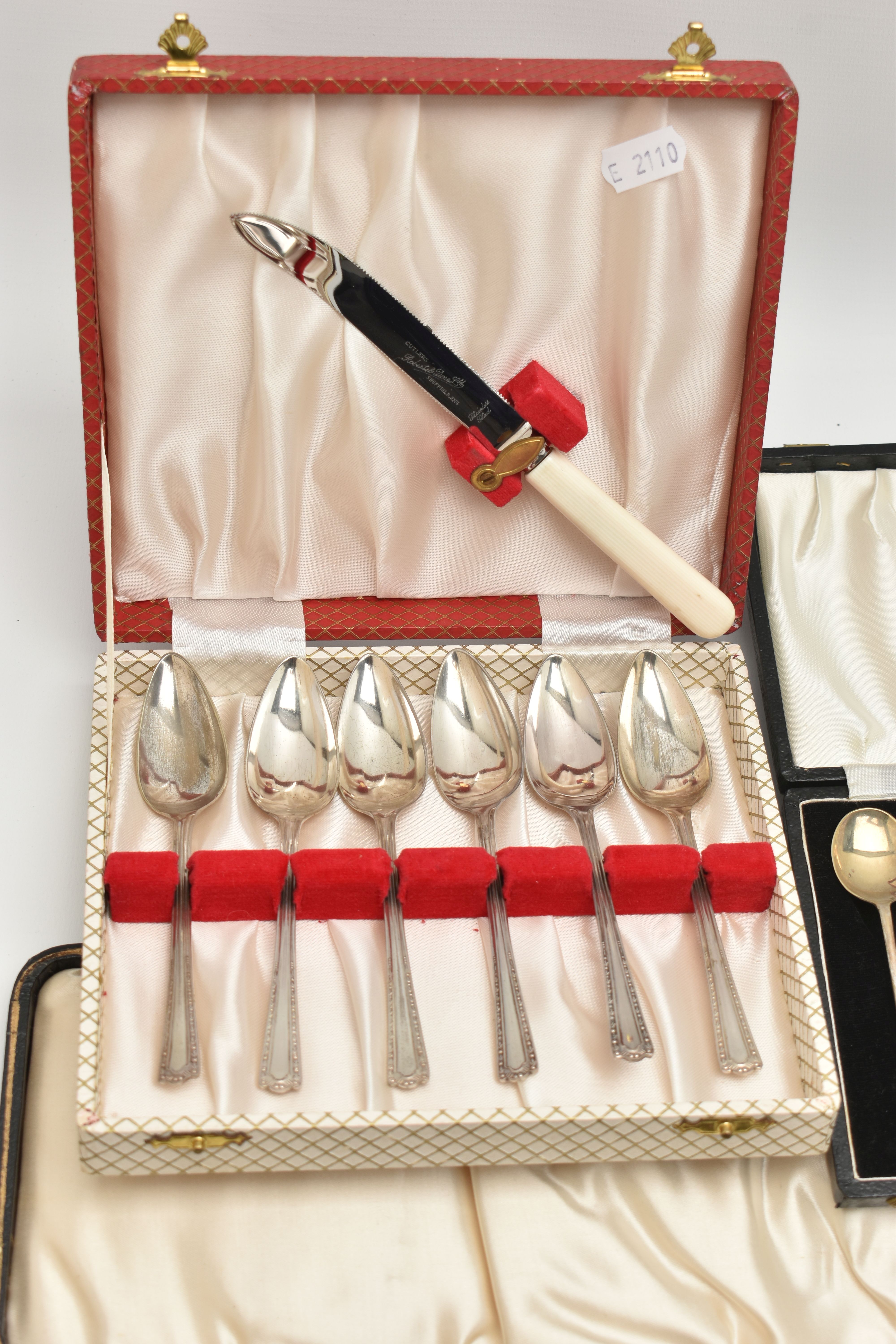 A SELECTION OF MAINLY CUTLERY, to include a cased silver fish knife and fork server set, hallmark - Image 2 of 6