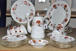 A ROYAL CROWN DERBY 'BALI' PATTERN PART DINNER AND TEA SERVICE, comprising eight dinner plates (