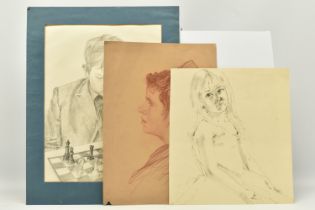 THREE 20TH CENTURY PORTRAIT STUDIES, comprising James Kerr Lawson profile portrait of a