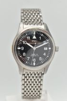 AN 'IWC' PILOT MARK WRISTWATCH, automatic movement, round black dial, signed 'IWC' Schaffhausen Mark