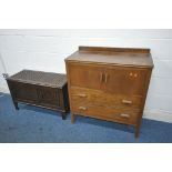 A 20TH CENTURY OAK CABINET, with two drawers above two drawers, width 88cm x depth 43cm x height