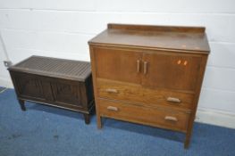 A 20TH CENTURY OAK CABINET, with two drawers above two drawers, width 88cm x depth 43cm x height