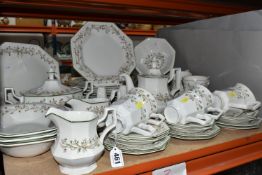 A JOHNSON BROTHERS 'ETERNAL BEAU' PATTERN DINNER SET, comprising a meat plate, three serving dishes,