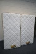 A PAIR OF SHAKESPEARE BEDS SINGLE DIVAN BED AND MATTRESS, along with headboards (condition report: