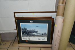 ELEVEN RAF AVIATION THEMED PRINTS, comprising five framed prints Keith Woodcock 'Halifaxes' and '