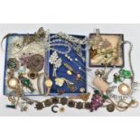 A SELECTION OF COSTUME JEWELLERY, to include two early 20th century faceted bead necklaces, a