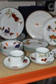 A GROUP OF ROYAL WORCESTER 'EVESHAM VALE' PATTERN DINNERWARE, comprising three tea cups , three