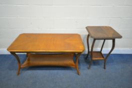 A SELVA NO.4 CHERRYWOOD COFFEE TABLE, with canted corners, on shaped legs, united by an