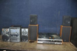 A VINTAGE HITACHI SDT-3420 MUSIC CENTRE with matching speakers, a pair of later speakers (untested),