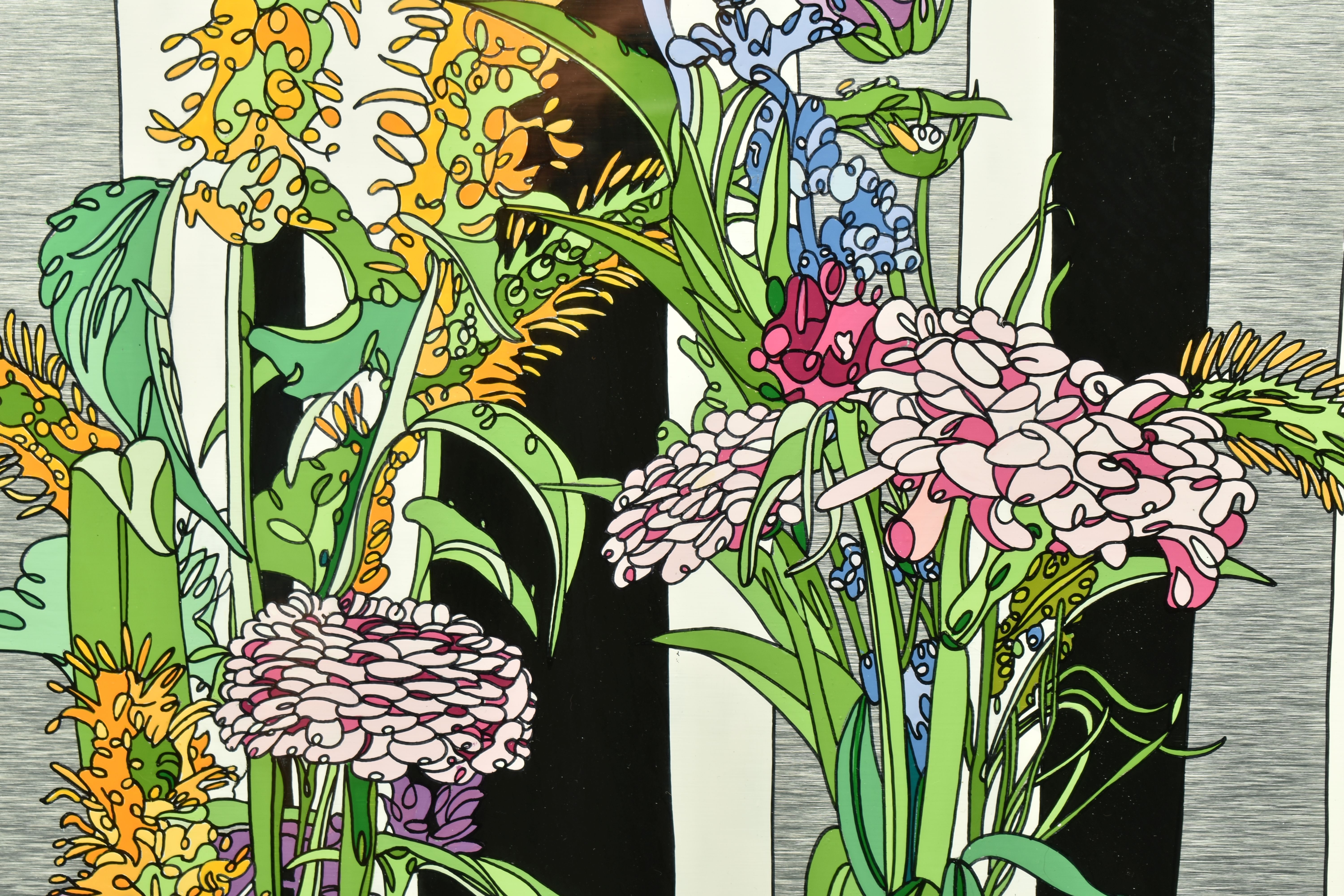 DYLAN IZAAK (BRITISH CONTEMPORARY) 'FLOWERS ON STRIPED WALLPAPER', a selection of wild flowers in - Image 3 of 11