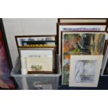 A SMALL QUANTITY OF PAINTINGS AND PRINTS ETC, to include an indistinctly signed watercolour in the