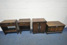A SELECTION OF 20TH CENTURY OAK FURNITURE, to include a linenfold blanket chest, width 75cm x