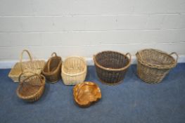 A RUSTIC HARDWOOD BASKET, stamped 'The Silk Road' to underside diameter approximately 36cm x