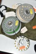 A GROUP THREE OF FLY REEL CASSETTES, all with line and canvas bags (3) (Condition Report: appear