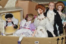 ONE BOX OF COLLECTABLE PORCELAIN DOLLS, Franklin Heirloom dolls with boxes and certificates, six