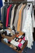 A LARGE QUANTITY OF LADIES' CLOTHING, ACCESSORIES AND LUGGAGE, to include approximately thirty pairs