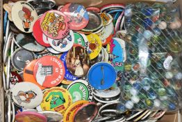 A COLLECTION OF ASSORTED PIN BADGES, mainly 1970's and later souvenir, advertising, awards or film