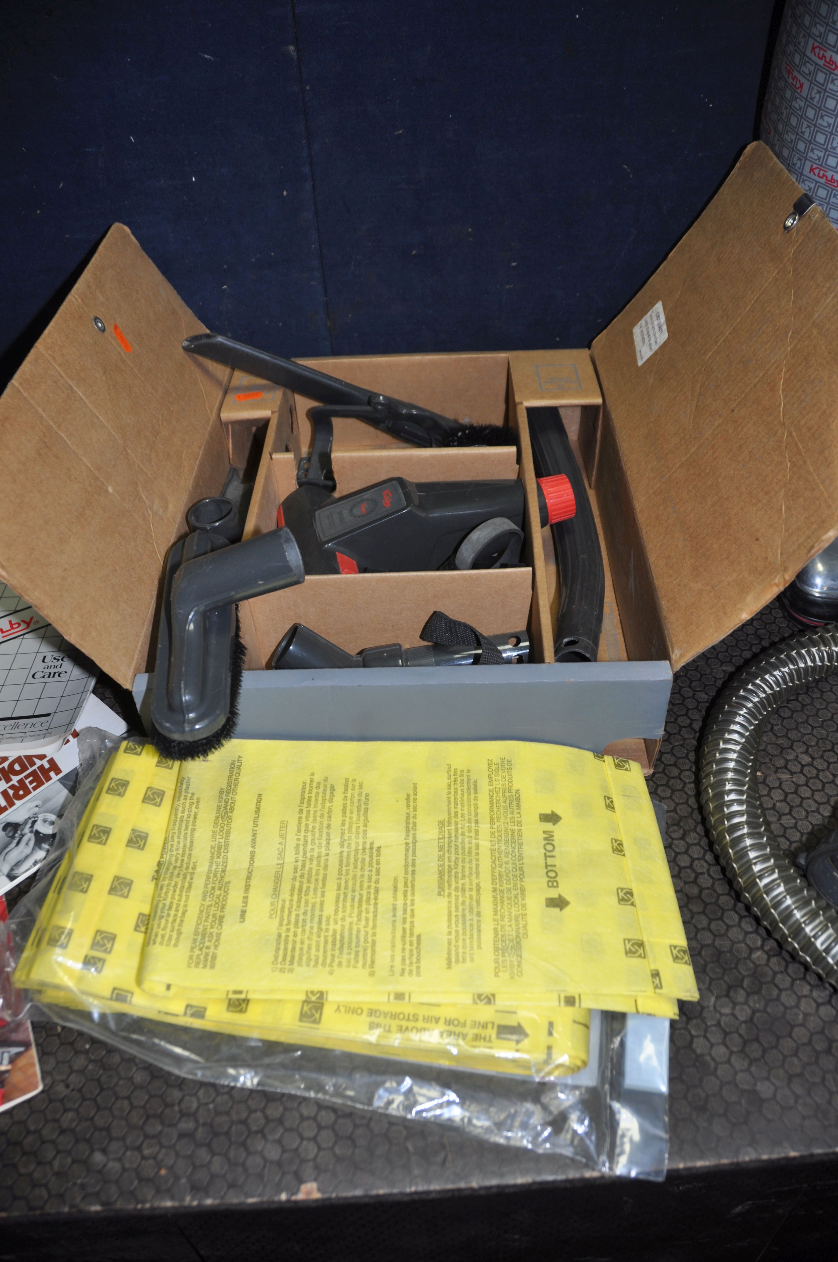 A KIRBY HERITAGE 2 UPRIGHT VACUUM CLEANER with accessory box, pipework and tubes (PAT pass and - Image 2 of 3
