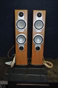 A PAIR OF MONITOR AUDIO SILVER RS-6 FLOOR STANDING HI-FI SPEAKERS with natural Ash finish, floor