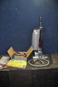 A KIRBY HERITAGE 2 UPRIGHT VACUUM CLEANER with accessory box, pipework and tubes (PAT pass and