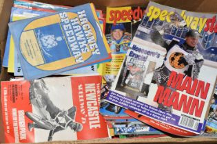 ONE BOX containing a large collection of Speedway Programmes, some dating from the 1950's, and a